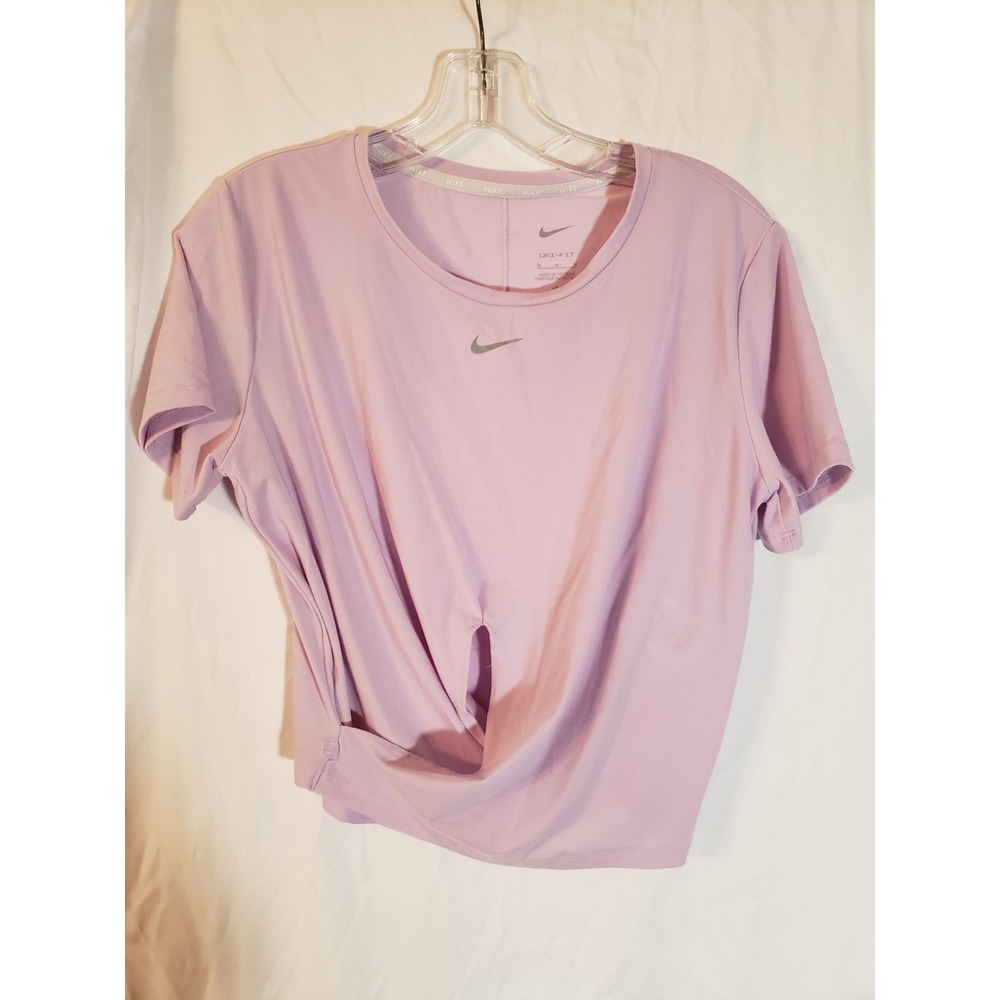 Women's Nike Cropped Gathered Front Lavender T Shirt Size M